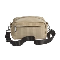 Lorenz  Waxed Feel Striped PU Top Zip Sling/Chest Bag with Adjustable Strap